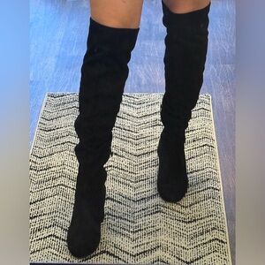 Black Over the Knee Boots Size 10 | Block Heel Thigh High Boots